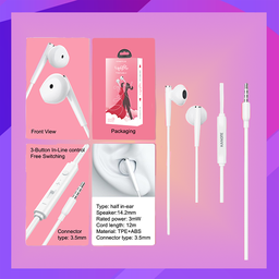 [KEP-Airpod(W)] Kanote X Love & Music Airpod Style Wired Earphone White