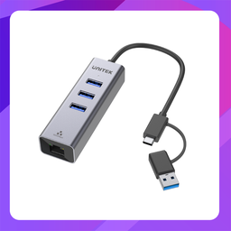 [Y-3088B] Unitek 4 in1 multi-port hub expand a single USB-C port to 1 gigabit Ethernet LAN Network  Adapter