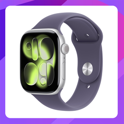 [MEU64X/A] Apple Watch Series 11(GPS) 42mm - Silver Aluminum Case with Purple Fog Sport Band -S/M